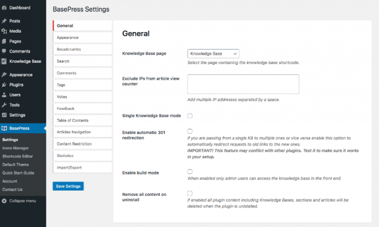 General Settings – BasePress Demo