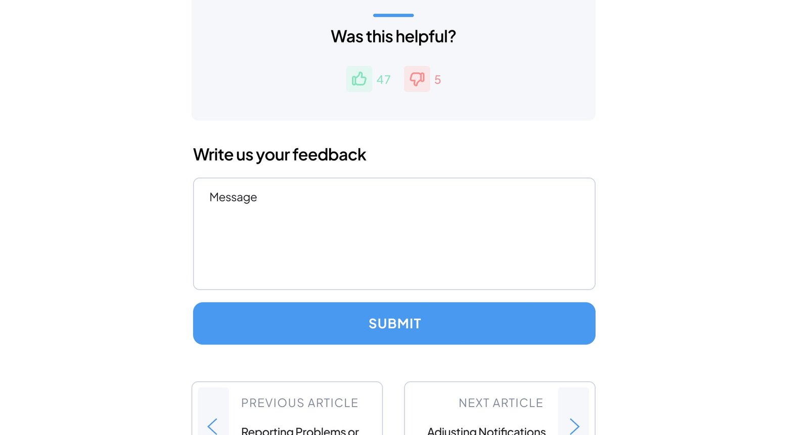 User Feedback in a Help Center